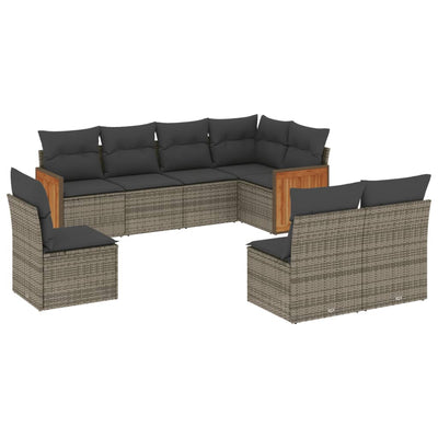 8 Piece Garden Sofa Set with Cushions Grey Poly Rattan Payday Deals