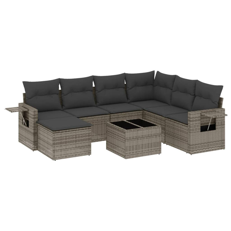 8 Piece Garden Sofa Set with Cushions Grey Poly Rattan Payday Deals