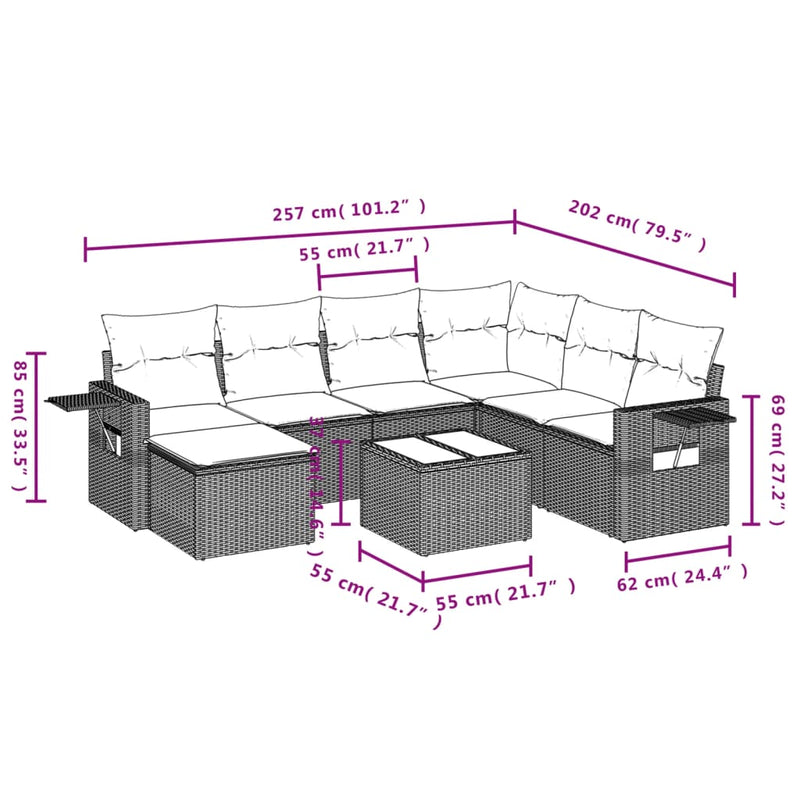 8 Piece Garden Sofa Set with Cushions Grey Poly Rattan Payday Deals