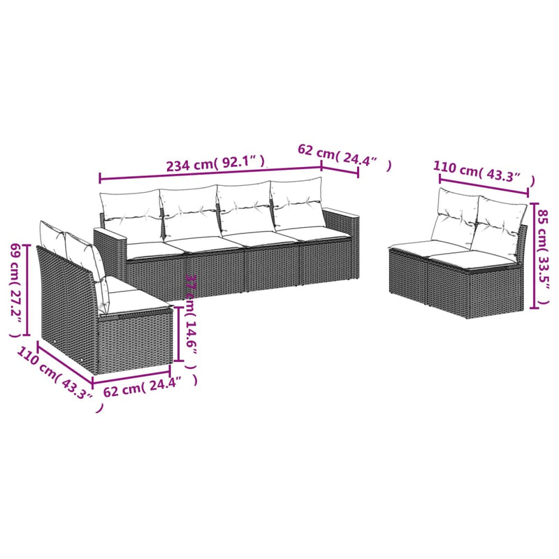 8 Piece Garden Sofa Set with Cushions Grey Poly Rattan Payday Deals