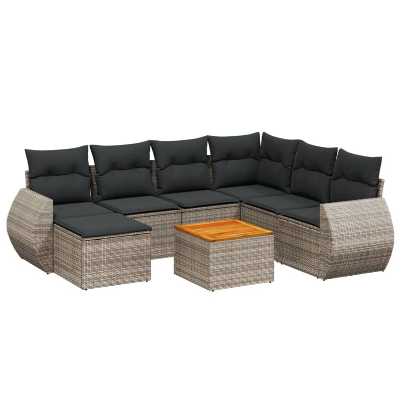 8 Piece Garden Sofa Set with Cushions Grey Poly Rattan Payday Deals