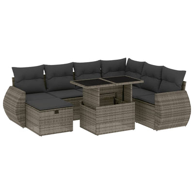 8 Piece Garden Sofa Set with Cushions Grey Poly Rattan Payday Deals