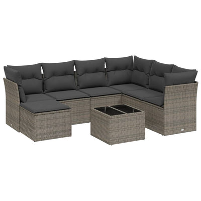 8 Piece Garden Sofa Set with Cushions Grey Poly Rattan Payday Deals