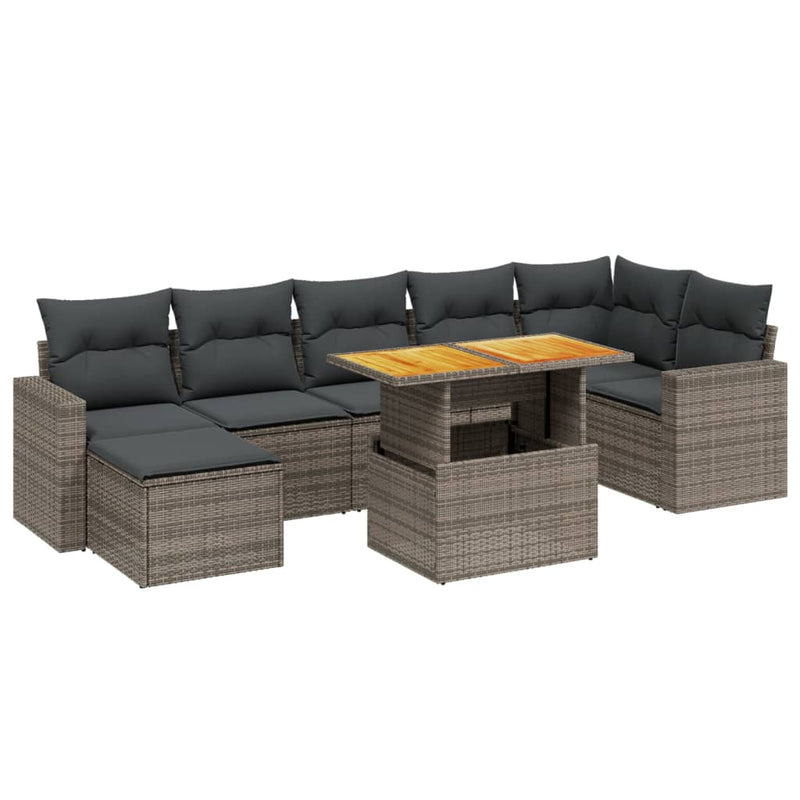 8 Piece Garden Sofa Set with Cushions Grey Poly Rattan Payday Deals