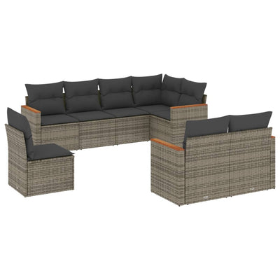 8 Piece Garden Sofa Set with Cushions Grey Poly Rattan Payday Deals