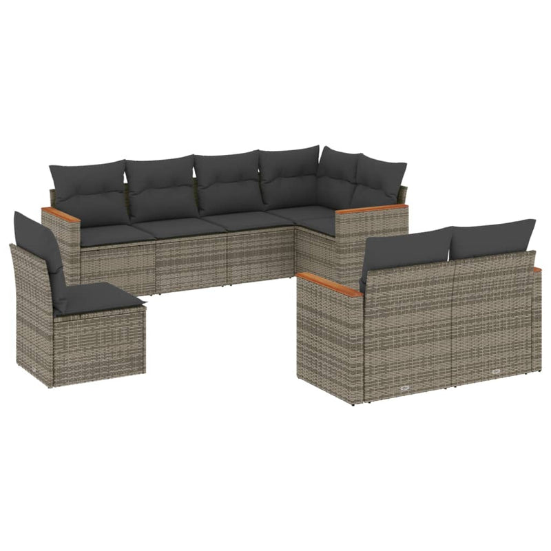 8 Piece Garden Sofa Set with Cushions Grey Poly Rattan Payday Deals