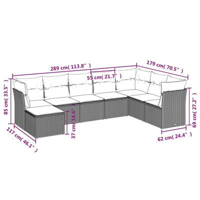 8 Piece Garden Sofa Set with Cushions Grey Poly Rattan Payday Deals