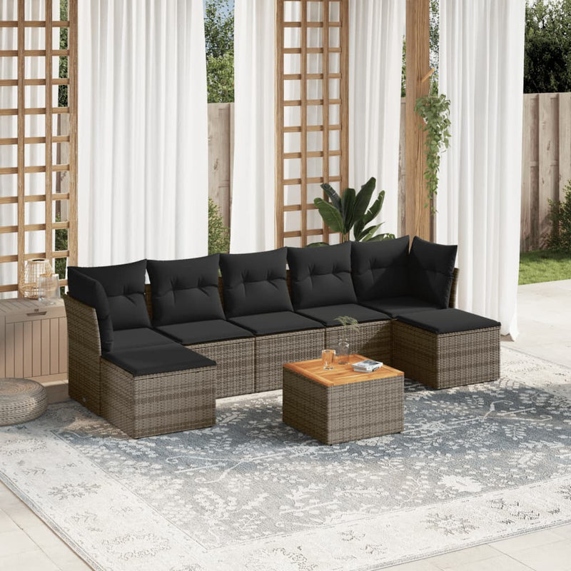 8 Piece Garden Sofa Set with Cushions Grey Poly Rattan Payday Deals