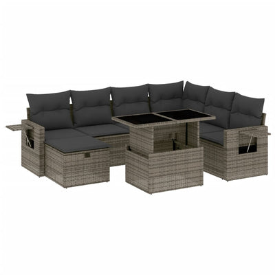 8 Piece Garden Sofa Set with Cushions Grey Poly Rattan Payday Deals