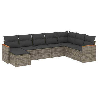 8 Piece Garden Sofa Set with Cushions Grey Poly Rattan Payday Deals