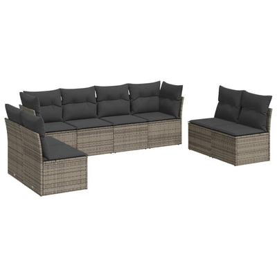 8 Piece Garden Sofa Set with Cushions Grey Poly Rattan Payday Deals