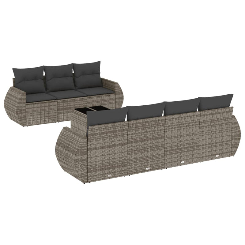 8 Piece Garden Sofa Set with Cushions Grey Poly Rattan Payday Deals