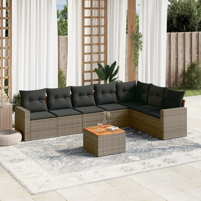 8 Piece Garden Sofa Set with Cushions Grey Poly Rattan Payday Deals