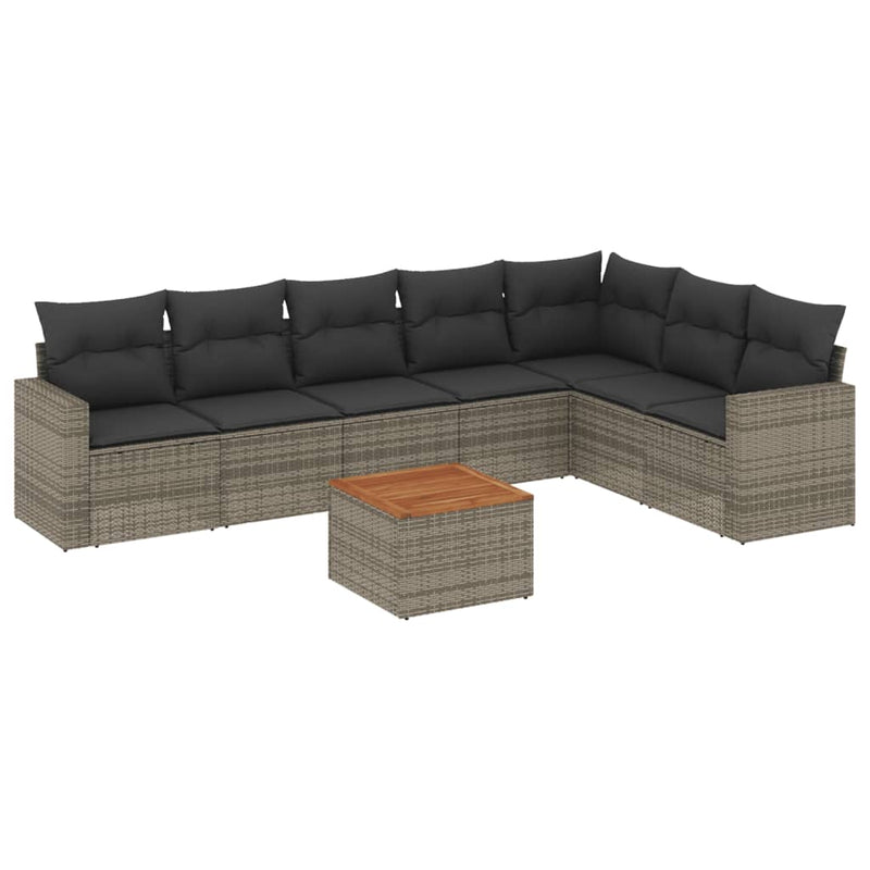 8 Piece Garden Sofa Set with Cushions Grey Poly Rattan Payday Deals