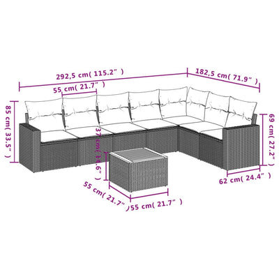 8 Piece Garden Sofa Set with Cushions Grey Poly Rattan Payday Deals