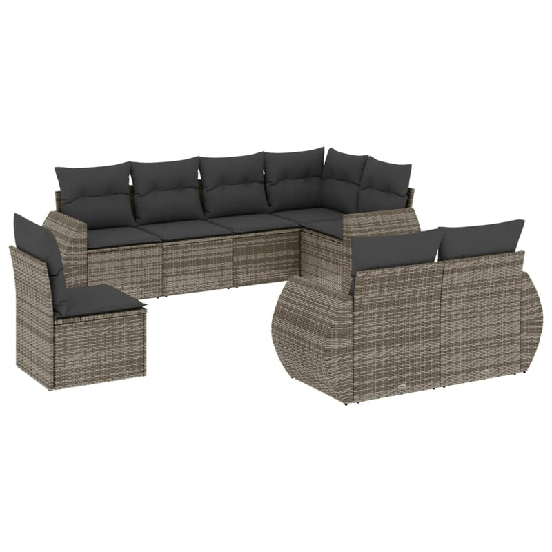 8 Piece Garden Sofa Set with Cushions Grey Poly Rattan Payday Deals