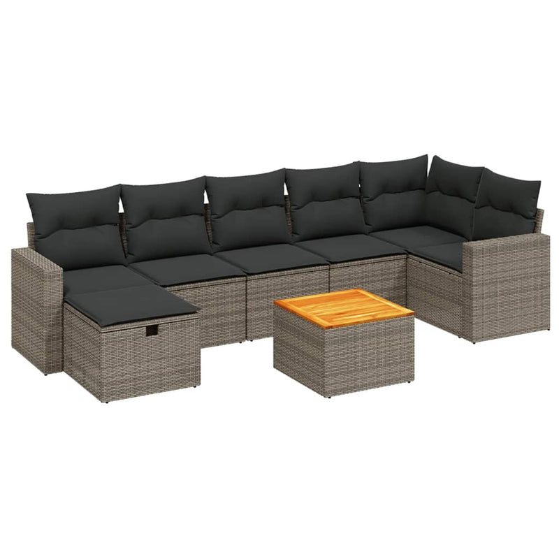 8 Piece Garden Sofa Set with Cushions Grey Poly Rattan Payday Deals