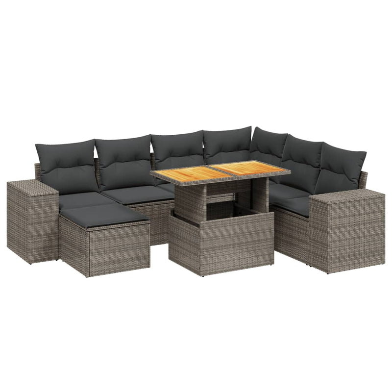 8 Piece Garden Sofa Set with Cushions Grey Poly Rattan Payday Deals