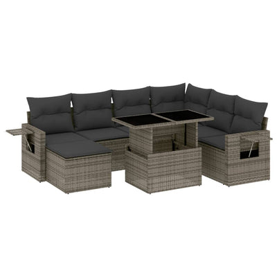 8 Piece Garden Sofa Set with Cushions Grey Poly Rattan Payday Deals