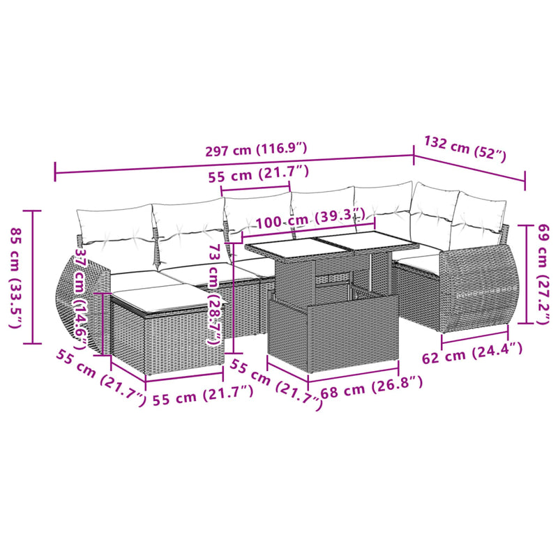 8 Piece Garden Sofa Set with Cushions Grey Poly Rattan Payday Deals