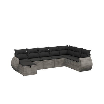 8 Piece Garden Sofa Set with Cushions Grey Poly Rattan Payday Deals