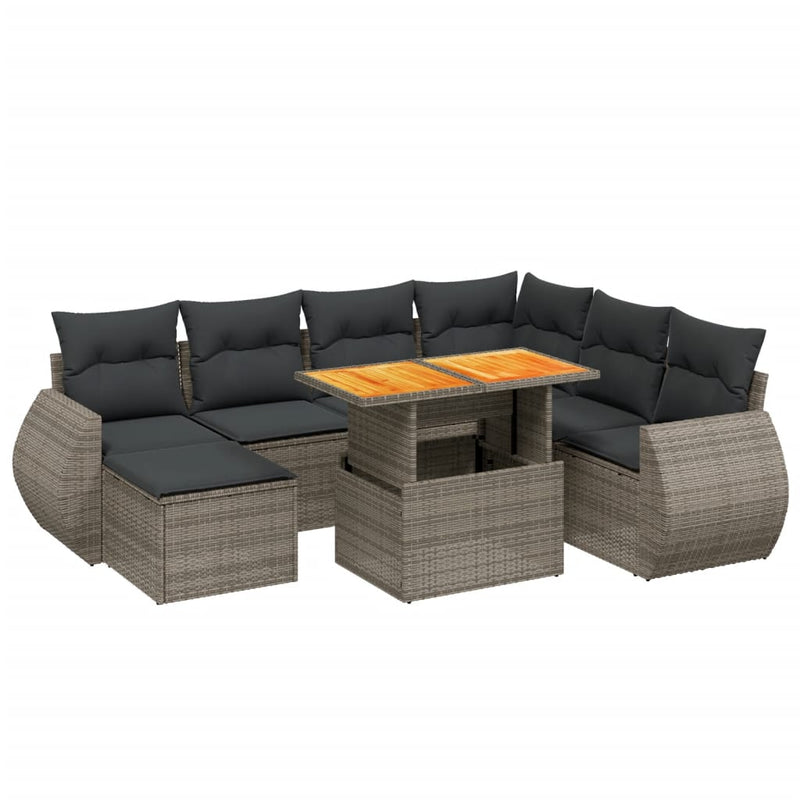 8 Piece Garden Sofa Set with Cushions Grey Poly Rattan Payday Deals