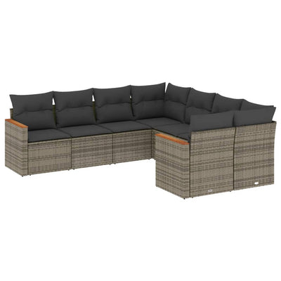 8 Piece Garden Sofa Set with Cushions Grey Poly Rattan Payday Deals