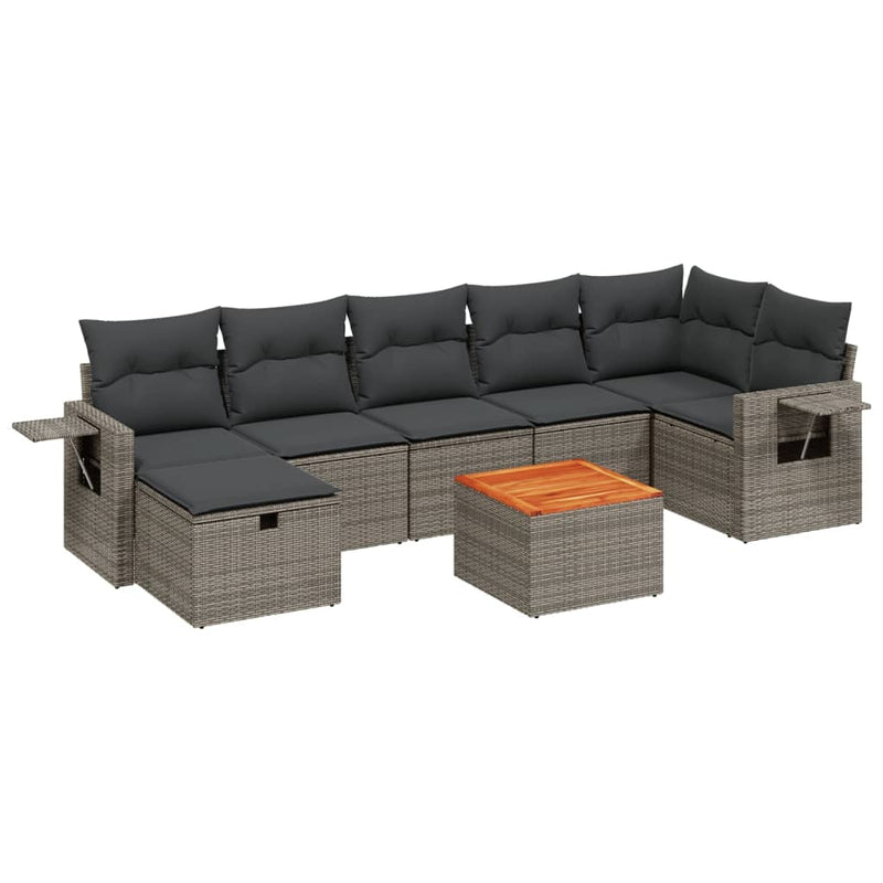 8 Piece Garden Sofa Set with Cushions Grey Poly Rattan Payday Deals