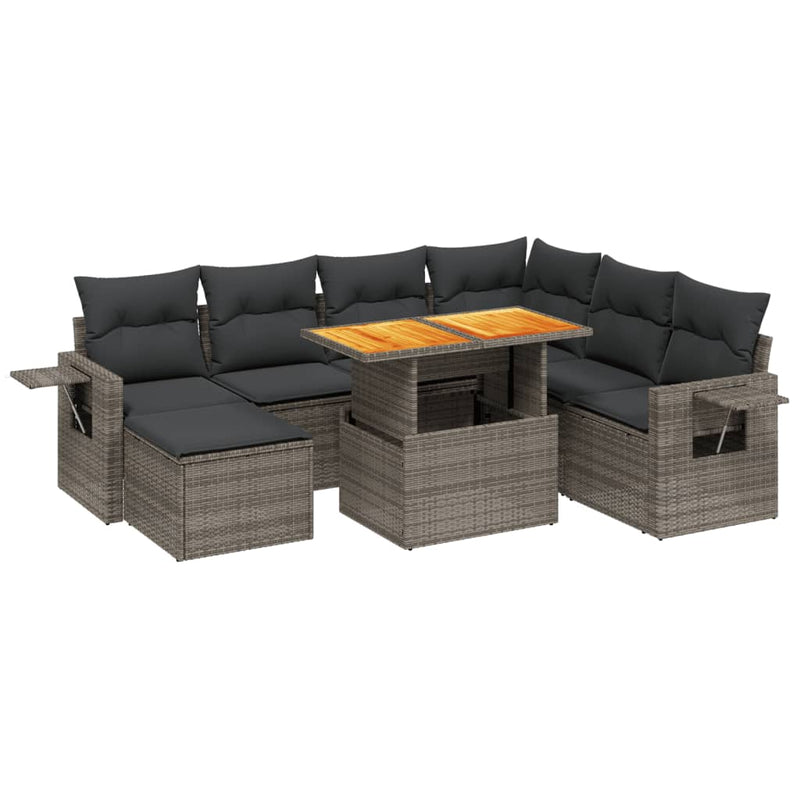 8 Piece Garden Sofa Set with Cushions Grey Poly Rattan Payday Deals