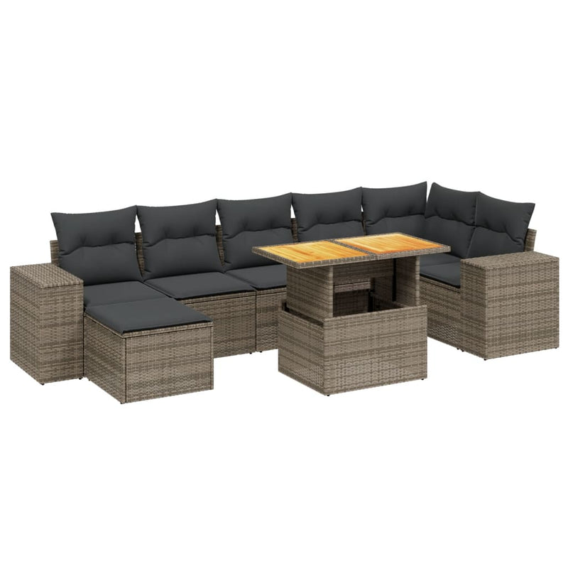 8 Piece Garden Sofa Set with Cushions Grey Poly Rattan Payday Deals