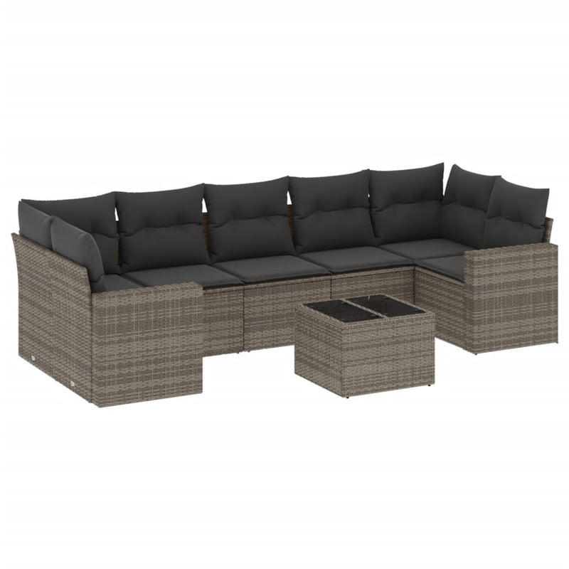 8 Piece Garden Sofa Set with Cushions Grey Poly Rattan Payday Deals