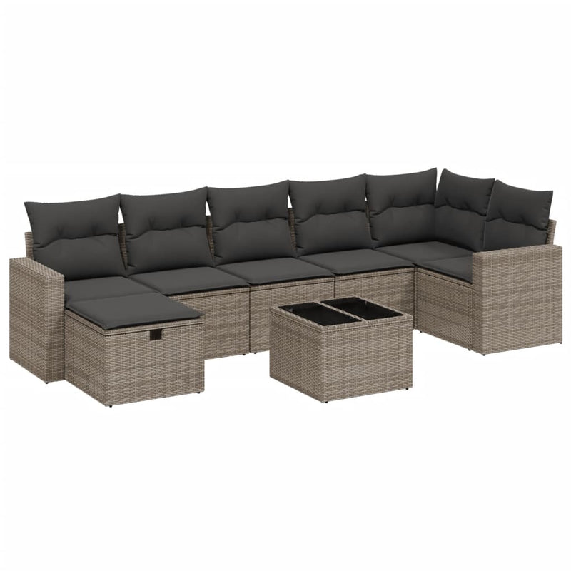 8 Piece Garden Sofa Set with Cushions Grey Poly Rattan Payday Deals