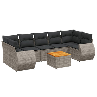 8 Piece Garden Sofa Set with Cushions Grey Poly Rattan Payday Deals