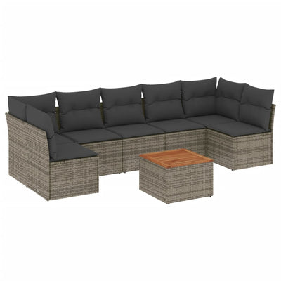 8 Piece Garden Sofa Set with Cushions Grey Poly Rattan Payday Deals