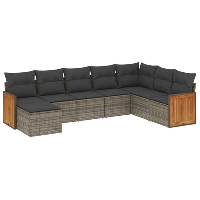 8 Piece Garden Sofa Set with Cushions Grey Poly Rattan Payday Deals