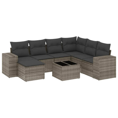 8 Piece Garden Sofa Set with Cushions Grey Poly Rattan Payday Deals