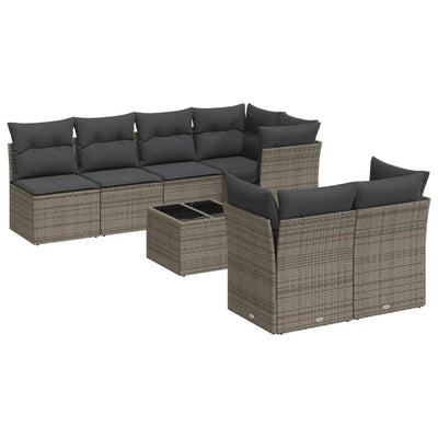 8 Piece Garden Sofa Set with Cushions Grey Poly Rattan Payday Deals