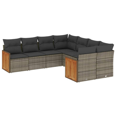 8 Piece Garden Sofa Set with Cushions Grey Poly Rattan Payday Deals