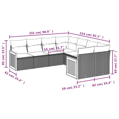 8 Piece Garden Sofa Set with Cushions Grey Poly Rattan Payday Deals