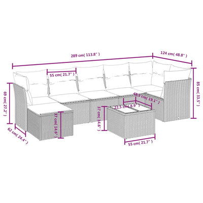 8 Piece Garden Sofa Set with Cushions Grey Poly Rattan Payday Deals