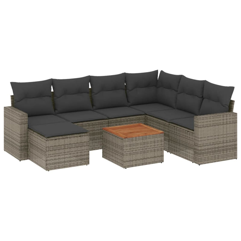 8 Piece Garden Sofa Set with Cushions Grey Poly Rattan Payday Deals