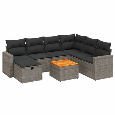 8 Piece Garden Sofa Set with Cushions Grey Poly Rattan Payday Deals