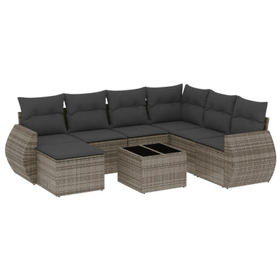 8 Piece Garden Sofa Set with Cushions Grey Poly Rattan Payday Deals