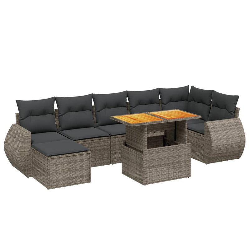 8 Piece Garden Sofa Set with Cushions Grey Poly Rattan Payday Deals