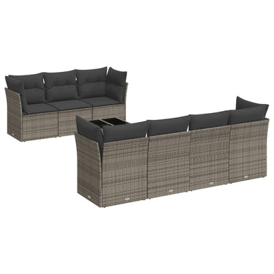 8 Piece Garden Sofa Set with Cushions Grey Poly Rattan Payday Deals