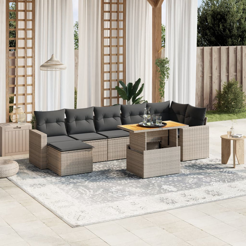 8 Piece Garden Sofa Set with Cushions Grey Poly Rattan Payday Deals