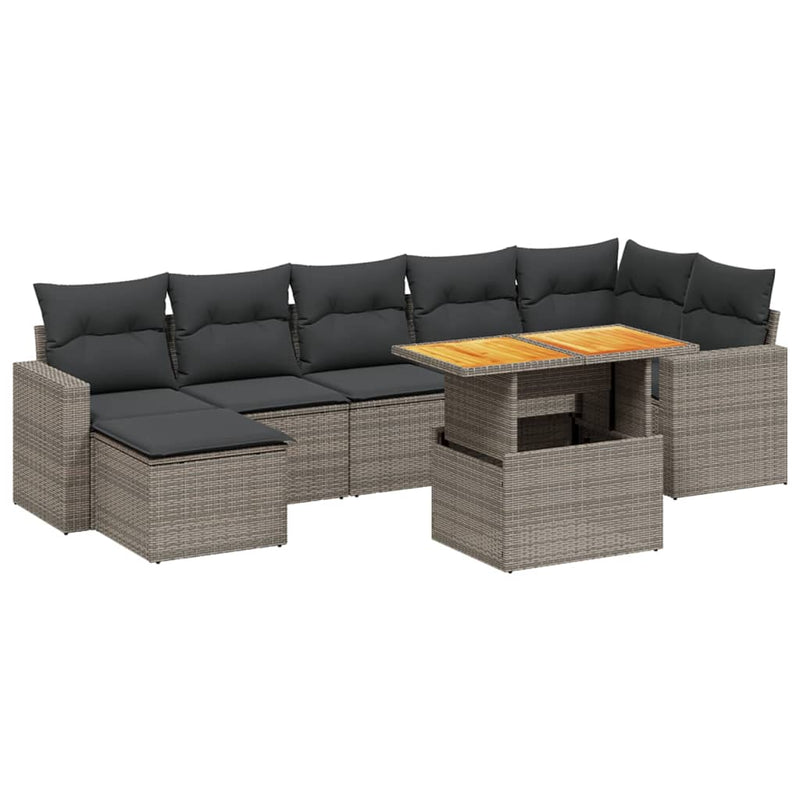 8 Piece Garden Sofa Set with Cushions Grey Poly Rattan Payday Deals