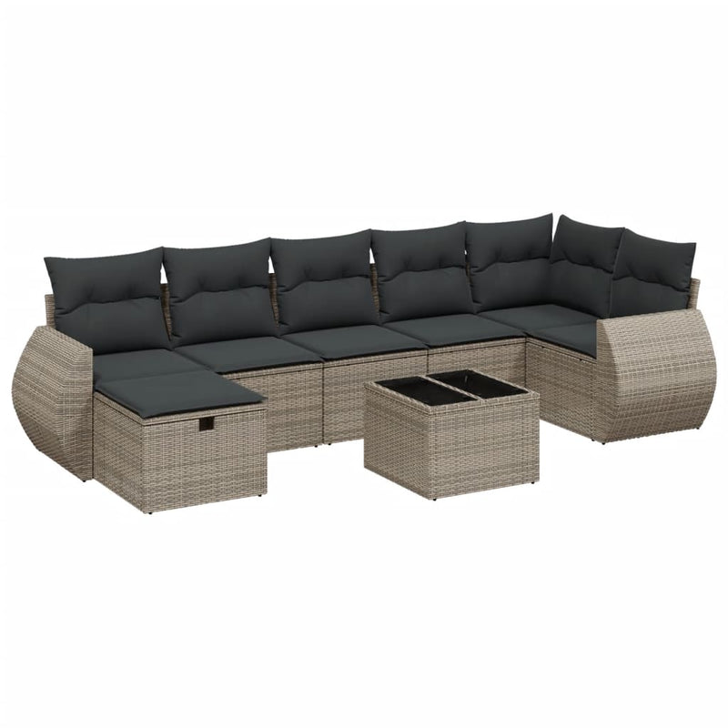 8 Piece Garden Sofa Set with Cushions Grey Poly Rattan Payday Deals