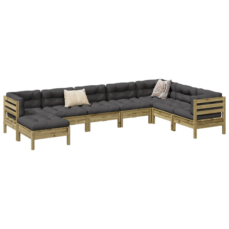 8 Piece Garden Sofa Set with Cushions Impregnated Wood Pine Payday Deals