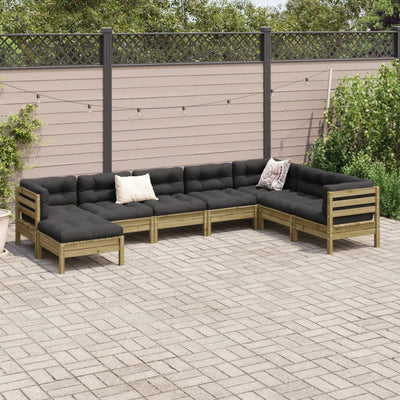 8 Piece Garden Sofa Set with Cushions Impregnated Wood Pine Payday Deals